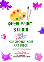 Load image into Gallery viewer, All Ages Open Paint Studio Monday - Friday just walk in and have fun

